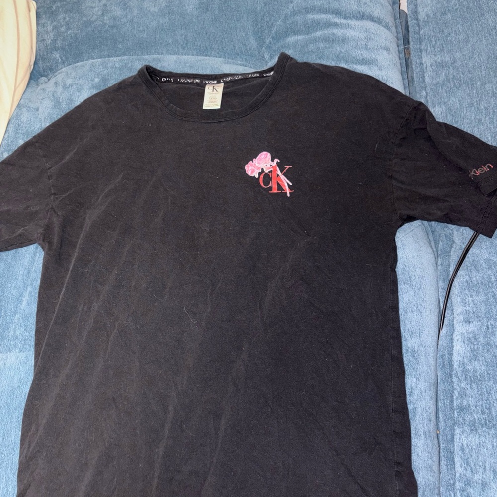 Calvin Klein Black Tee with Pink Logo
